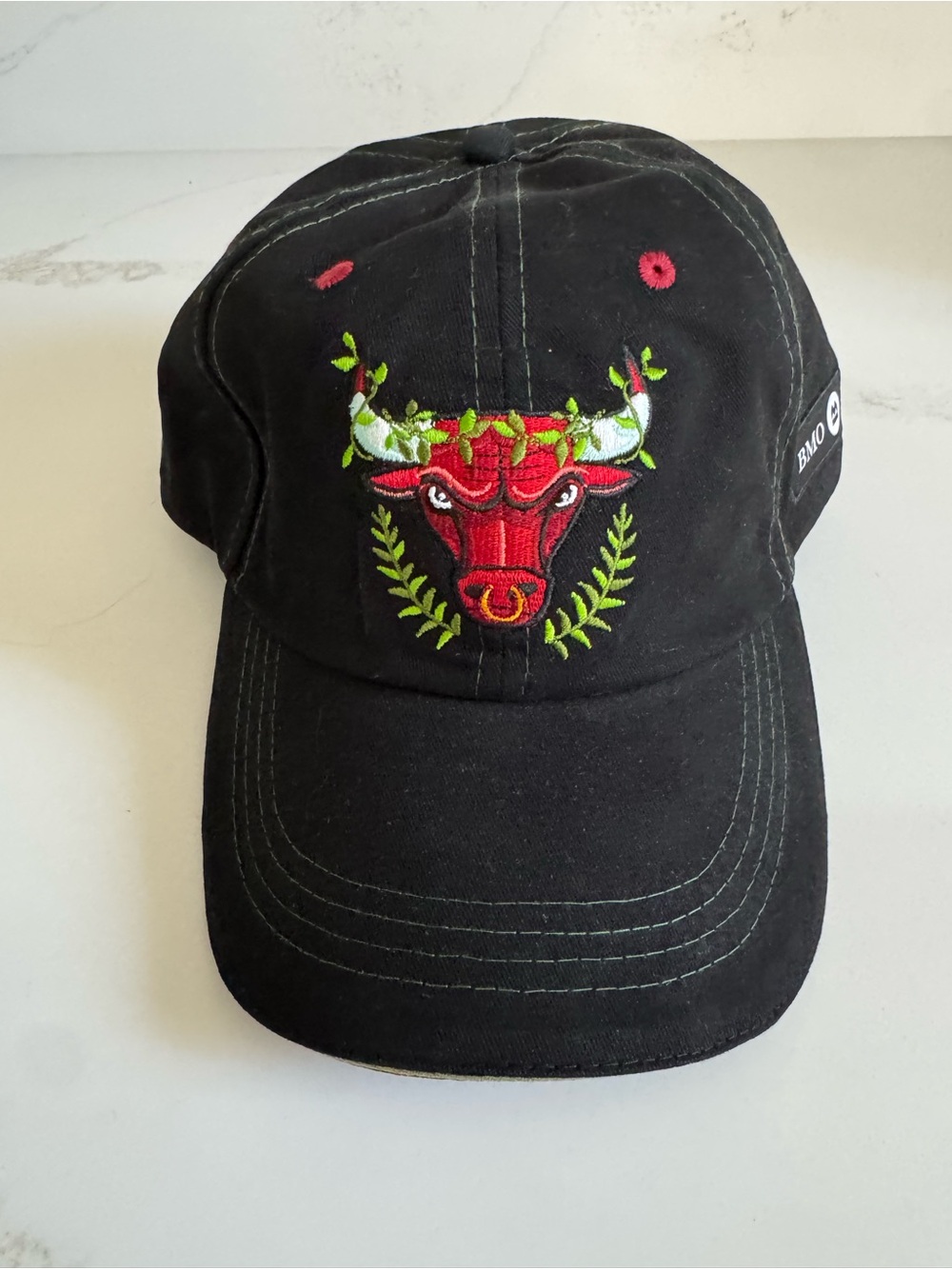 Black Kids Cap with Red Bull Embroidered Patch